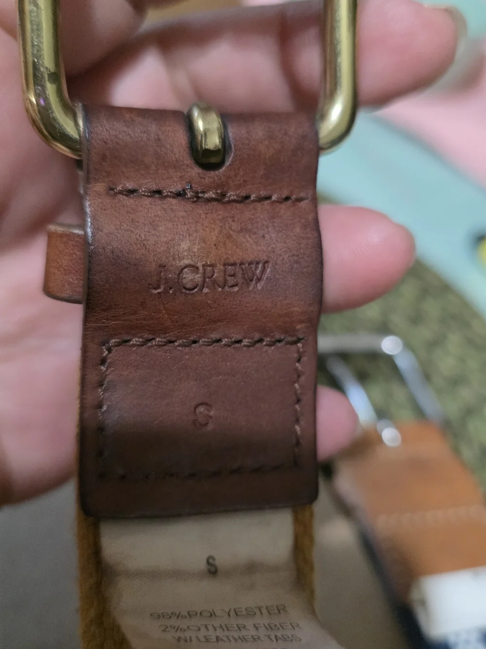 J. Crew Navy & Mustard Woven Belts with Leather Trim Set 2 Us3d Size S - Picture 9 of 9